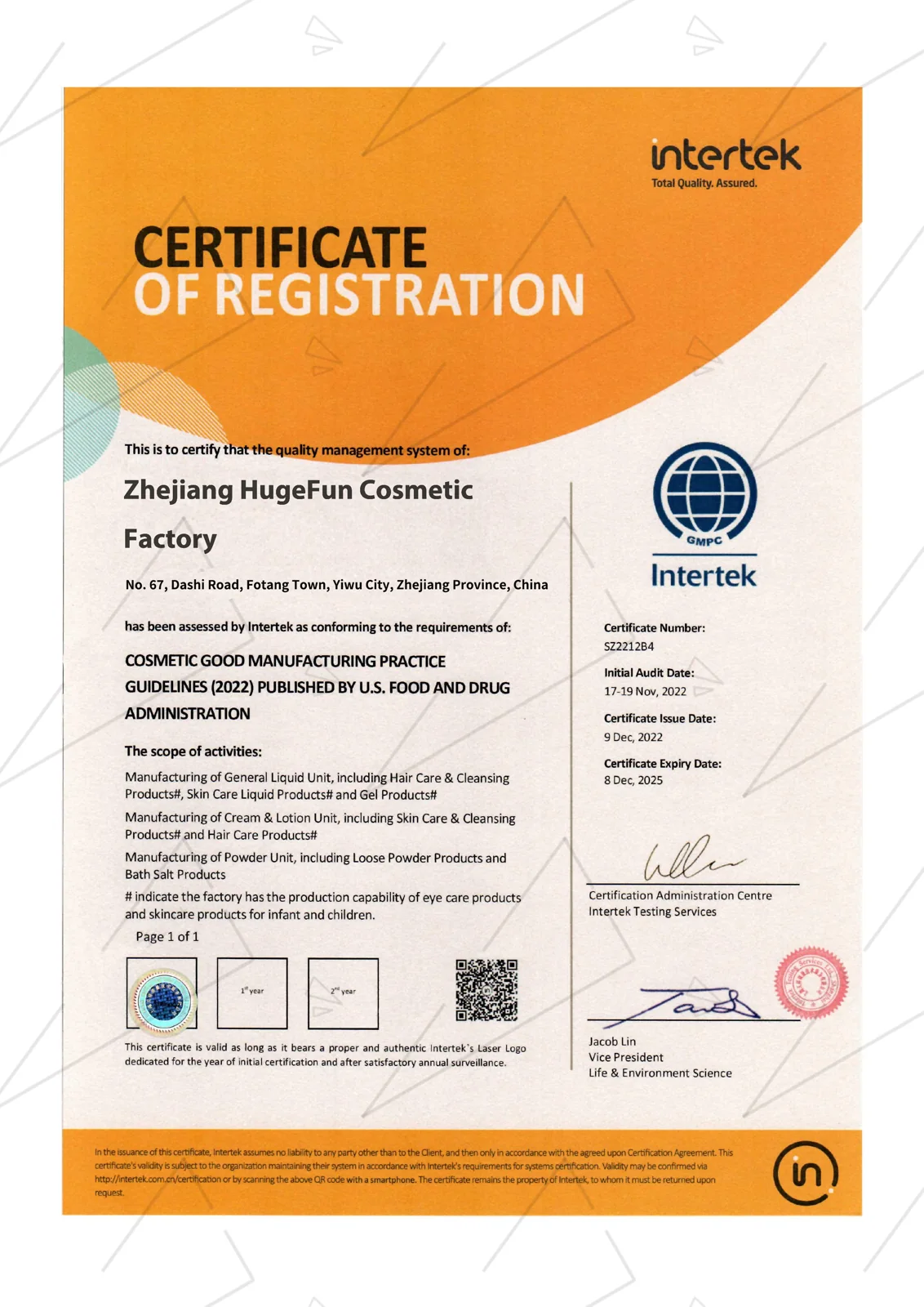 GMP Certificate (Intertek)
